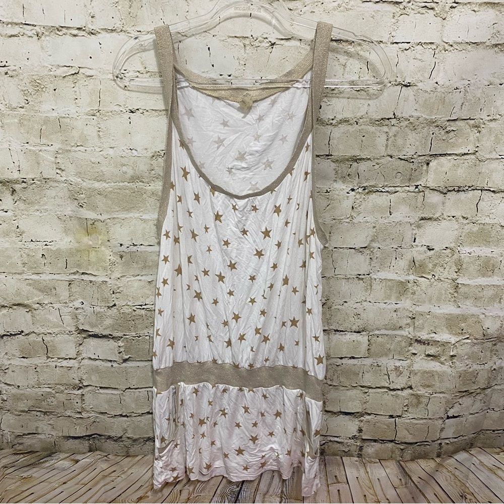 Victoria's Secret White Gold Star Short Dress Cover Up Sleepwear Pockets